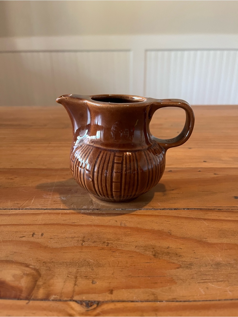 Vintage Brown Ceramic Pitcher Vase